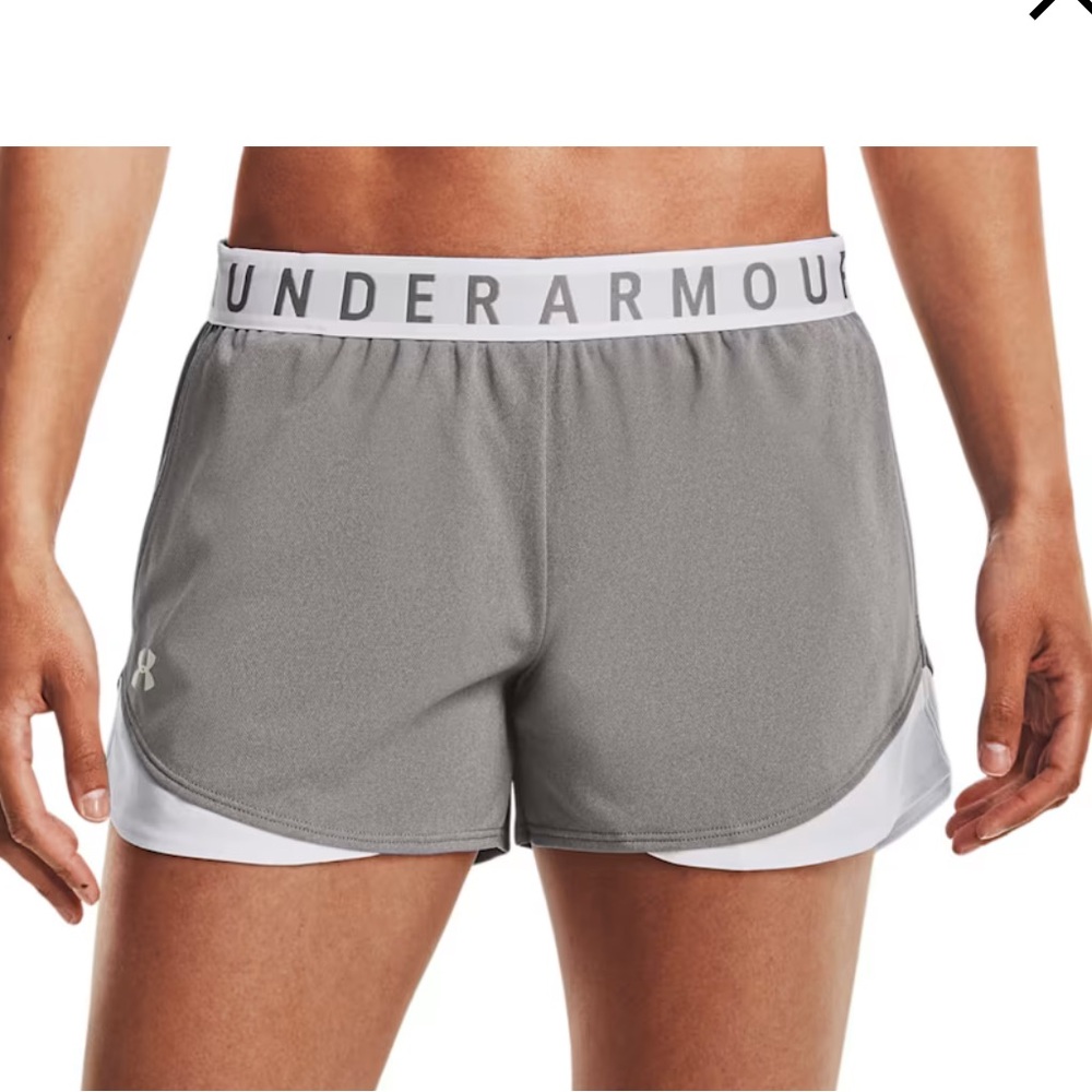 NWT Under Armour Womens Play Up Shorts 3.0 Gray 3” Inseam, pockets, HEATGEAR XXL